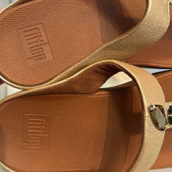 Fitflop Roka Womens Embellished Gold Thong Platform Summer Comfort Sandals - Picture 10 of 12